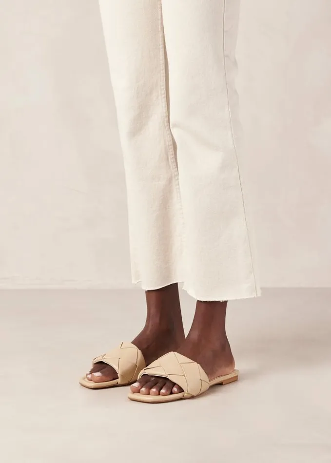 ALOHAS Mules Women Claquettes Woven 8211 Beige Vegan Leather Sandals