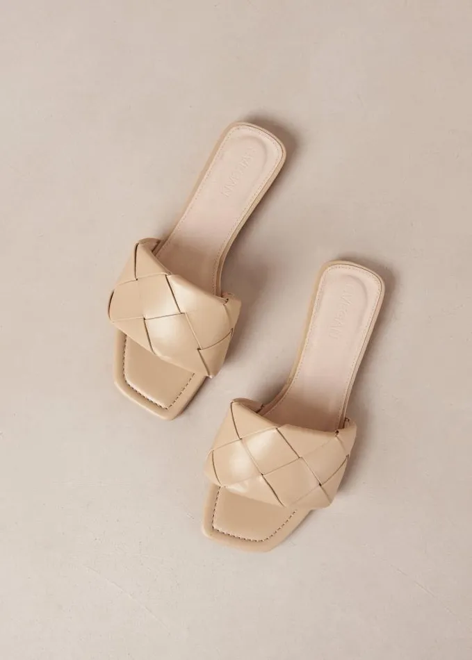 ALOHAS Mules Women Claquettes Woven 8211 Beige Vegan Leather Sandals