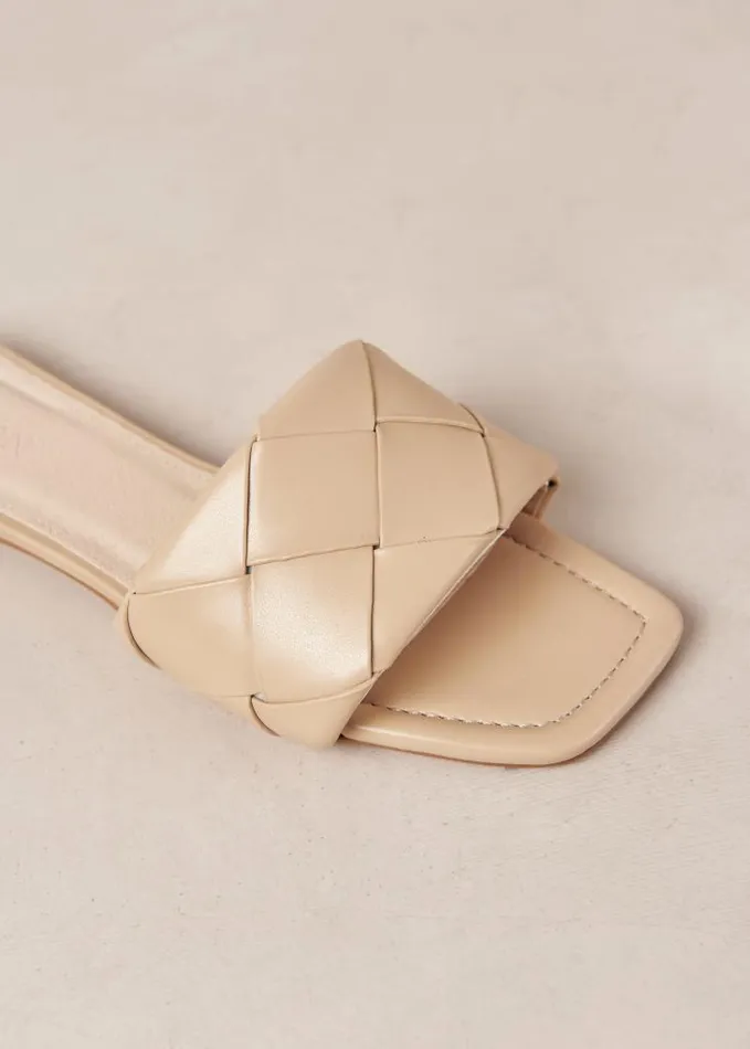 ALOHAS Mules Women Claquettes Woven 8211 Beige Vegan Leather Sandals