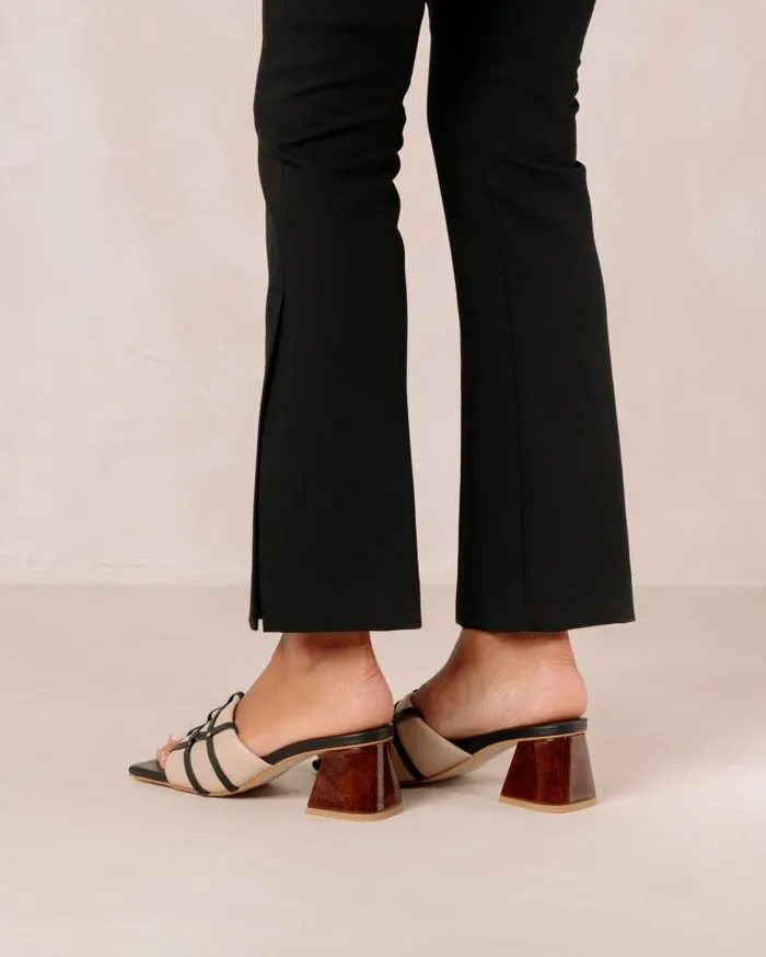 ALOHAS Mules Women Diorite 8211 Black And Beige Leather Sandals