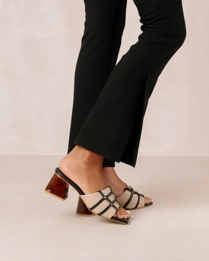 ALOHAS Mules Women Diorite 8211 Black And Beige Leather Sandals