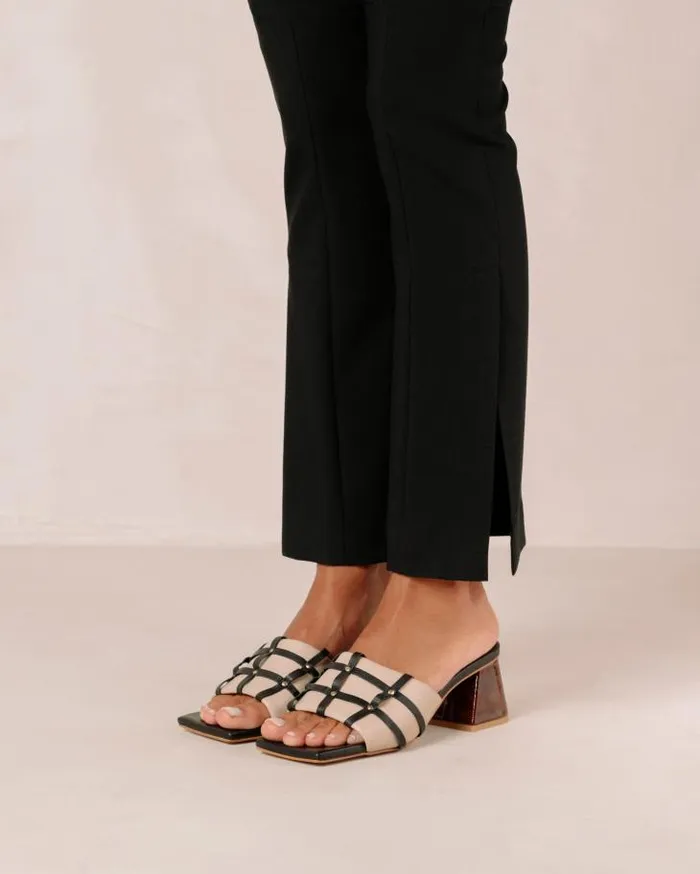 ALOHAS Mules Women Diorite 8211 Black And Beige Leather Sandals
