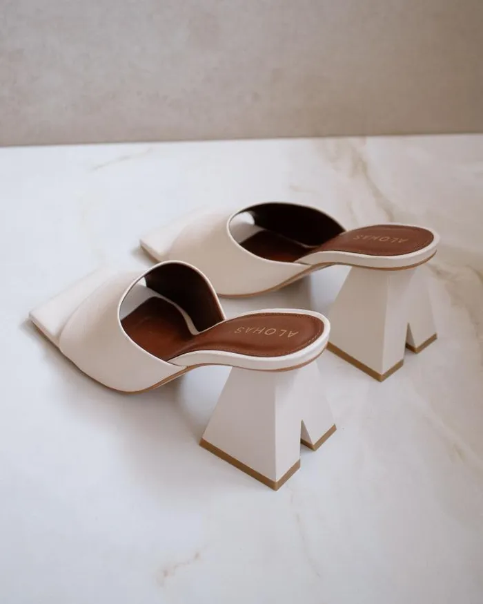 ALOHAS Mules Women Dune 8211 White Leather Sandals
