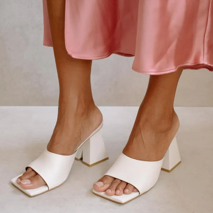 ALOHAS Mules Women Dune 8211 White Leather Sandals