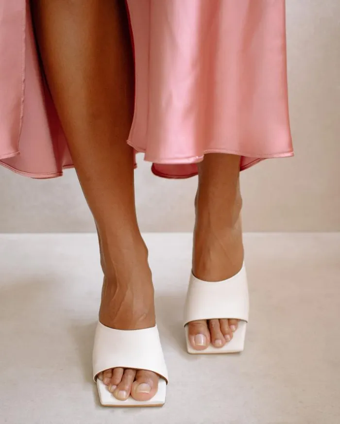 ALOHAS Mules Women Dune 8211 White Leather Sandals