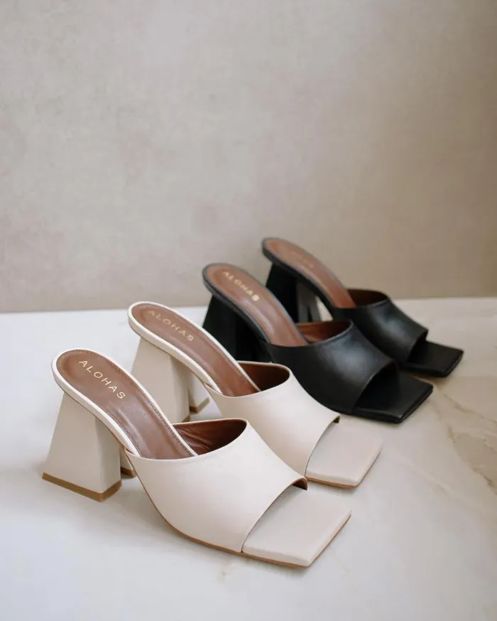 ALOHAS Mules Women Dune 8211 White Leather Sandals