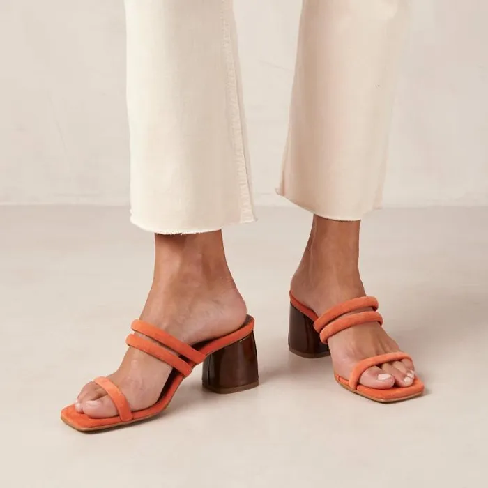 ALOHAS Mules Women Indiana 8211 Orange Leather Sandals