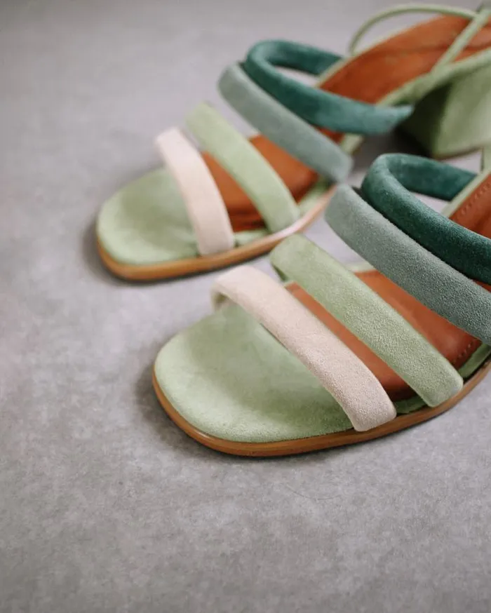 ALOHAS Mules Women Letizia 8211 Green Suede Sandals