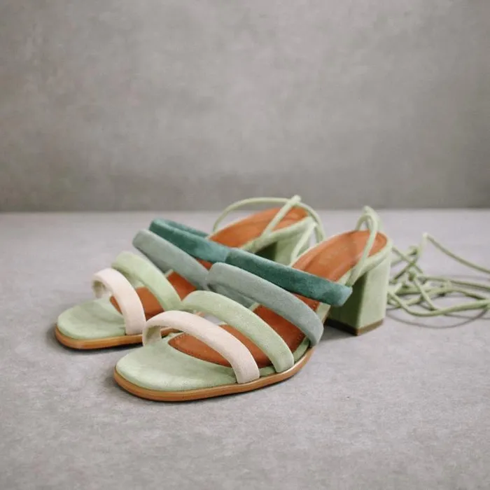 ALOHAS Mules Women Letizia 8211 Green Suede Sandals