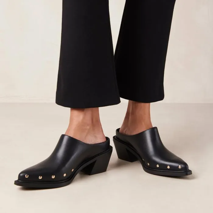 ALOHAS Mules Women Lorenzo 8211 Black Leather Mules
