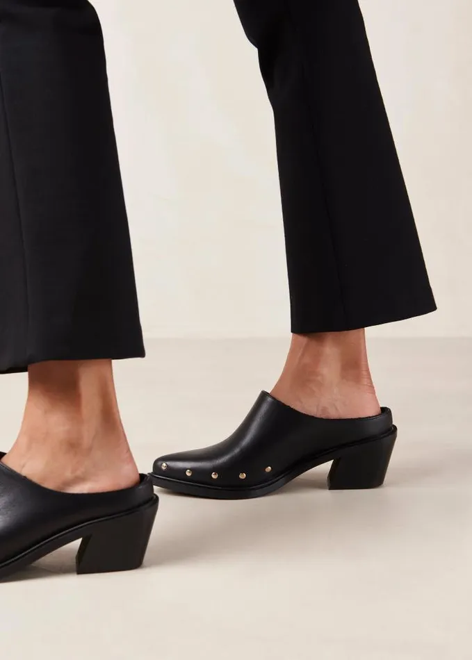 ALOHAS Mules Women Lorenzo 8211 Black Leather Mules