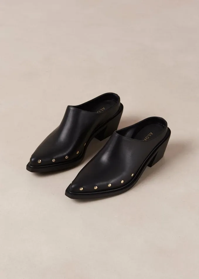 ALOHAS Mules Women Lorenzo 8211 Black Leather Mules