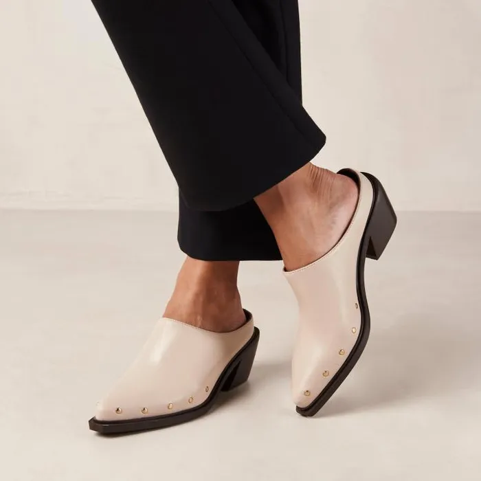 ALOHAS Mules Women Lorenzo 8211 Cream Leather Mules
