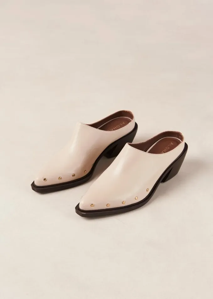 ALOHAS Mules Women Lorenzo 8211 Cream Leather Mules