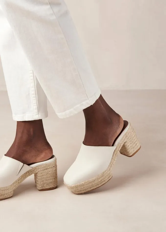 ALOHAS Mules Women Pico 8211 White Leather Espadrilles