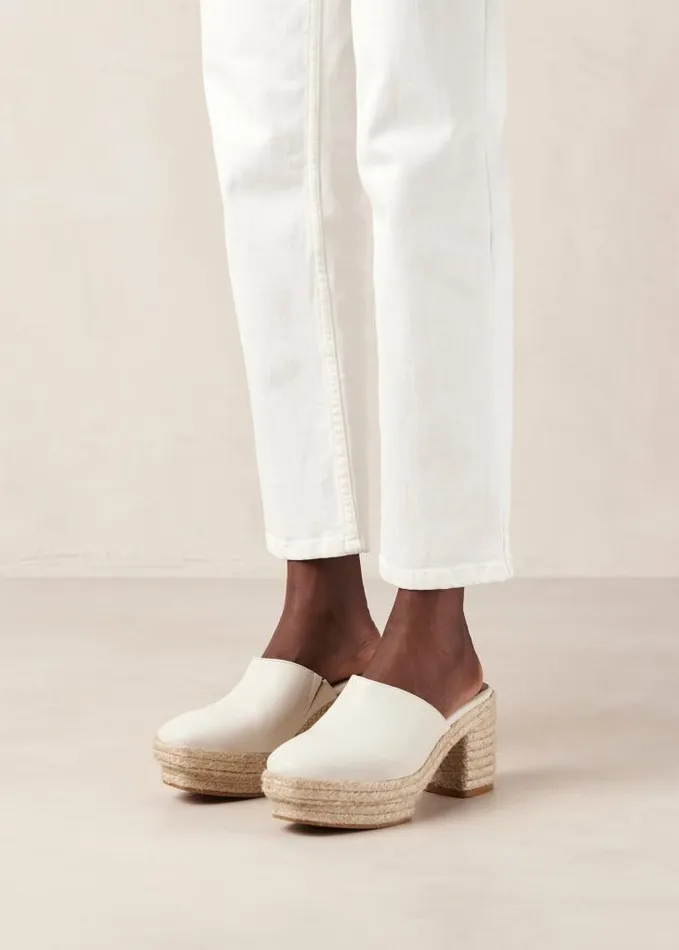 ALOHAS Mules Women Pico 8211 White Leather Espadrilles