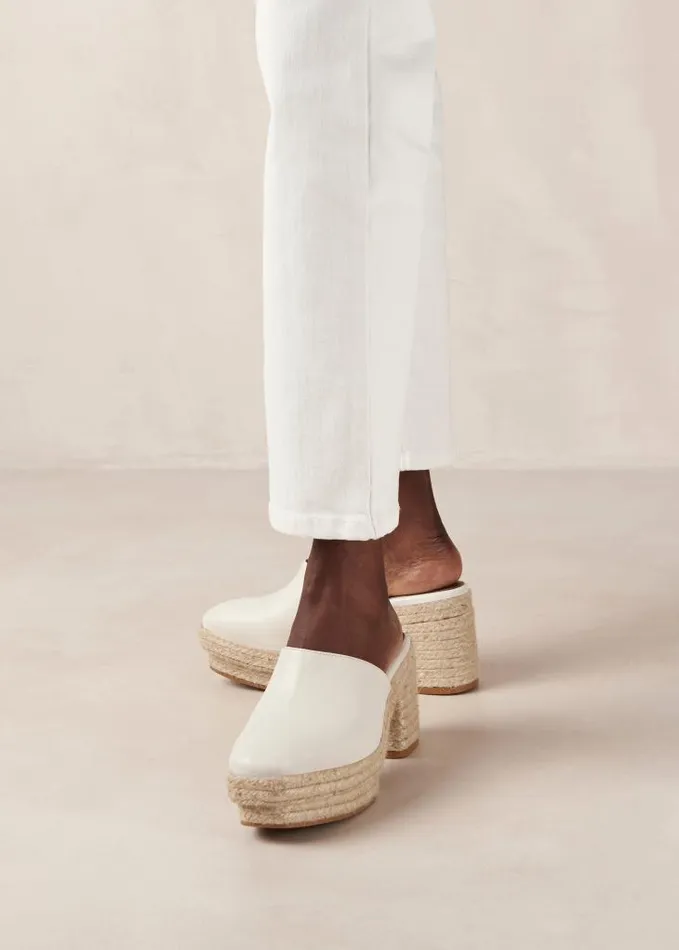 ALOHAS Mules Women Pico 8211 White Leather Espadrilles