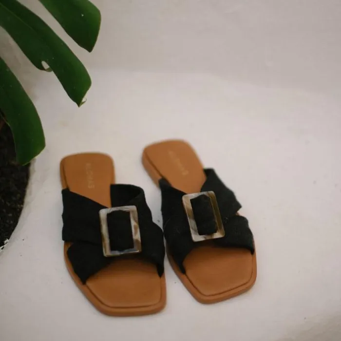 ALOHAS Mules Women Samba 8211 Black Leather Flats