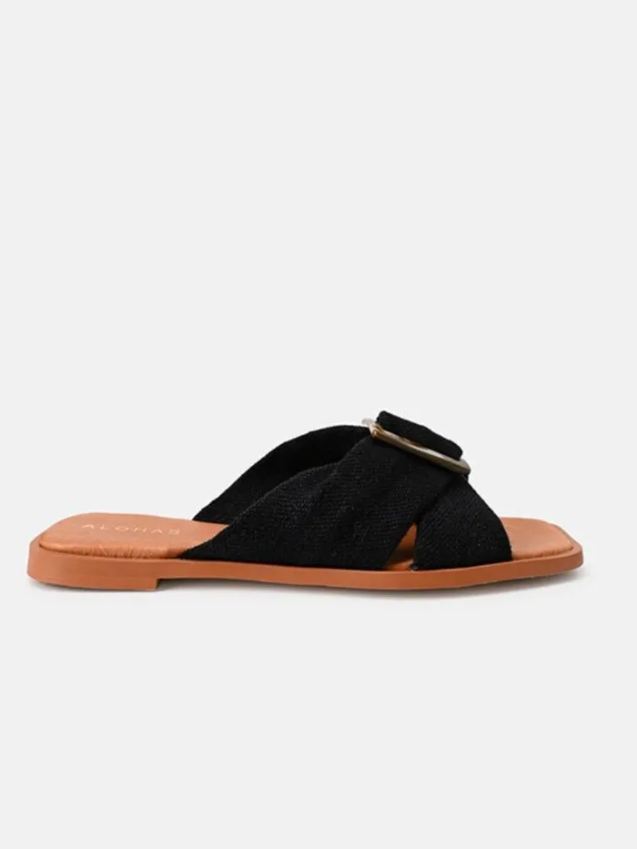 ALOHAS Mules Women Samba 8211 Black Leather Flats