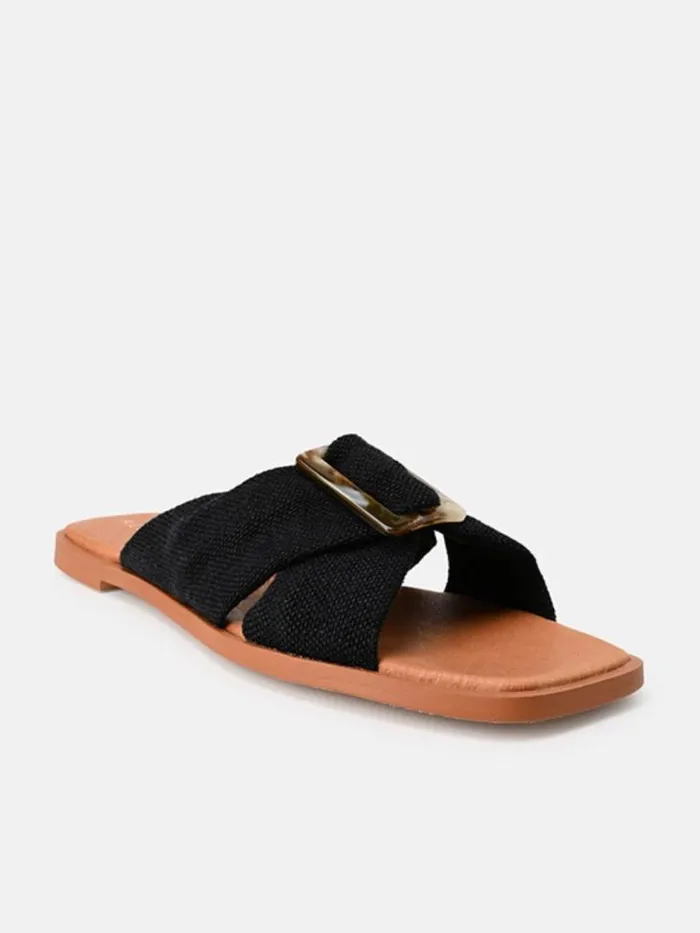 ALOHAS Mules Women Samba 8211 Black Leather Flats