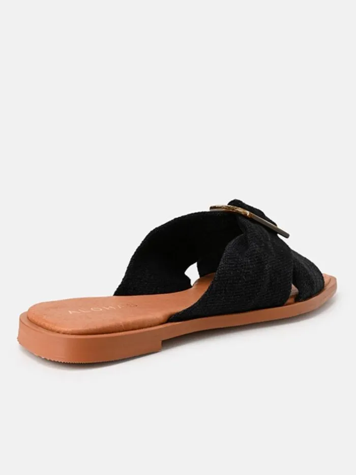 ALOHAS Mules Women Samba 8211 Black Leather Flats