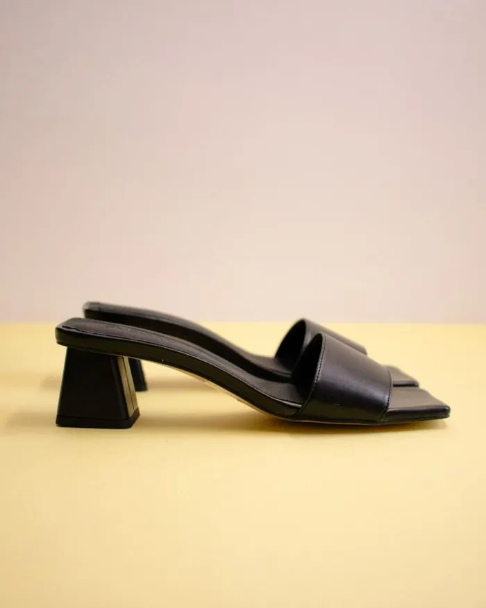 ALOHAS Mules Women Squared 8211 Black Vegan Leather Sandals