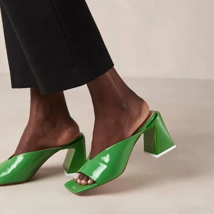 ALOHAS Mules Women Tasha 8211 Green Leather Mules