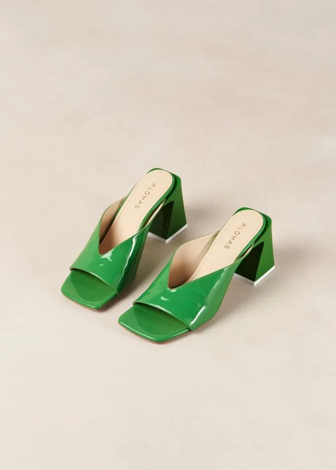 ALOHAS Mules Women Tasha 8211 Green Leather Mules