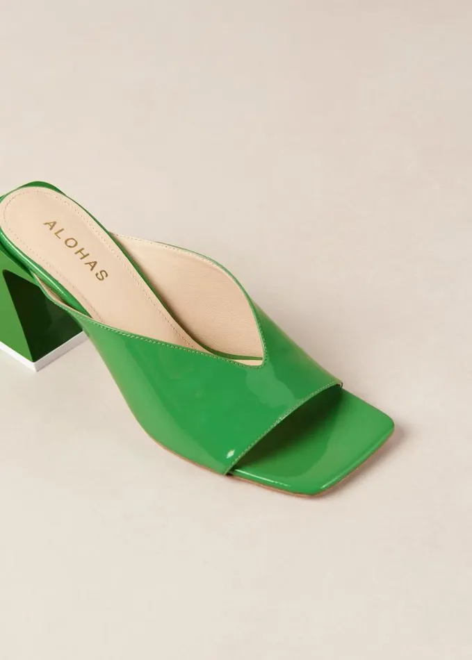 ALOHAS Mules Women Tasha 8211 Green Leather Mules