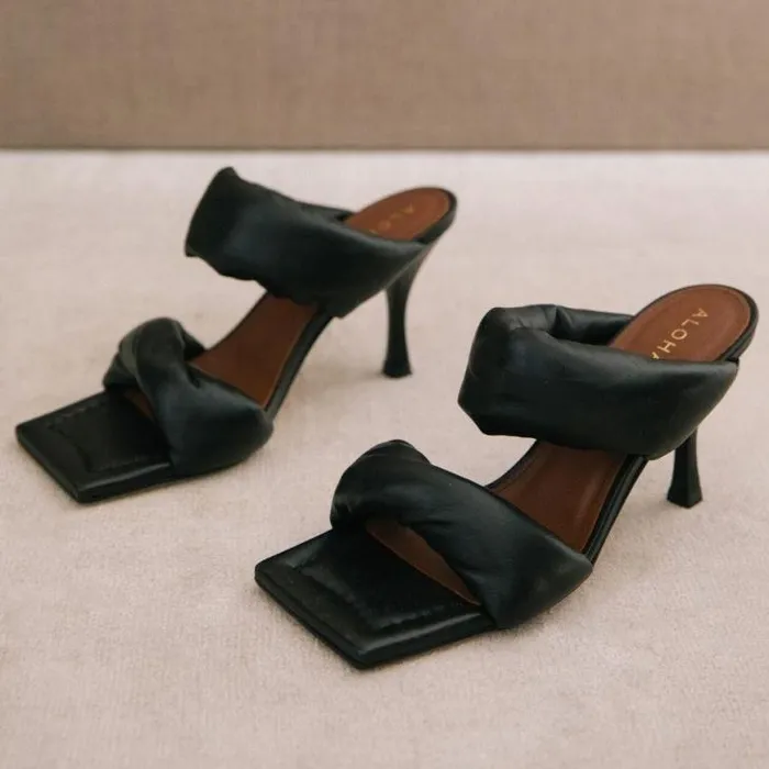 ALOHAS Mules Women Twist Strap 8211 Black Leather Sandals