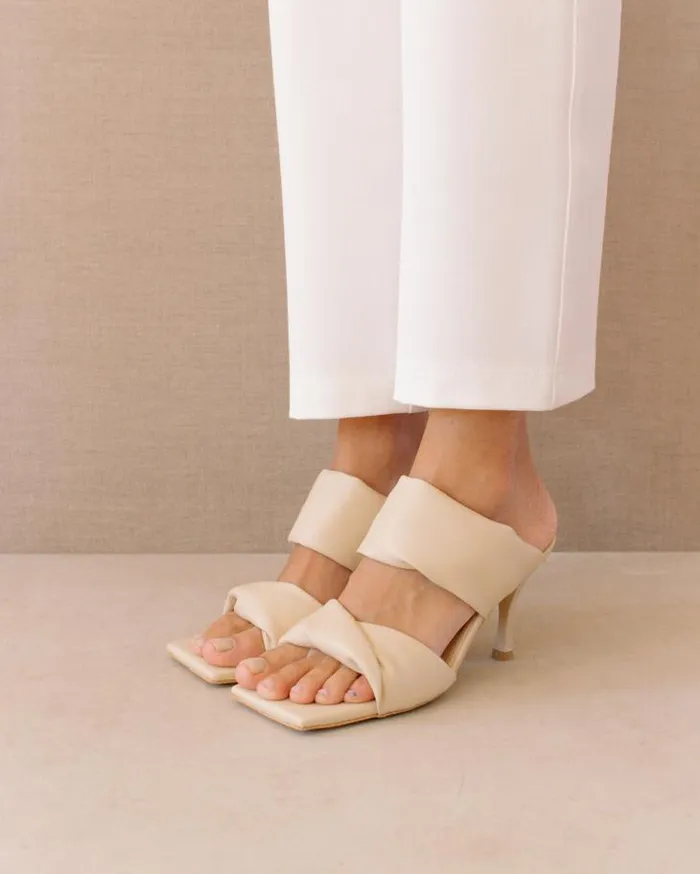 ALOHAS Mules Women Twist Strap Corn 8211 White Vegan Leather Mules