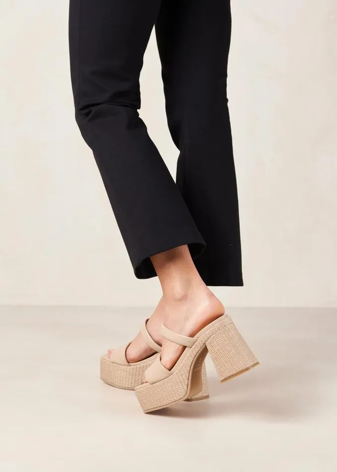 ALOHAS Mules Women Viviana 8211 Beige Vegan Leather Sandals
