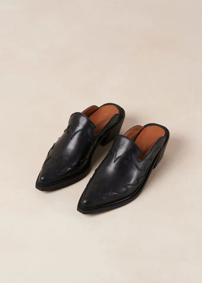 ALOHAS Mules Women Weston 8211 Black Cowboy Mules