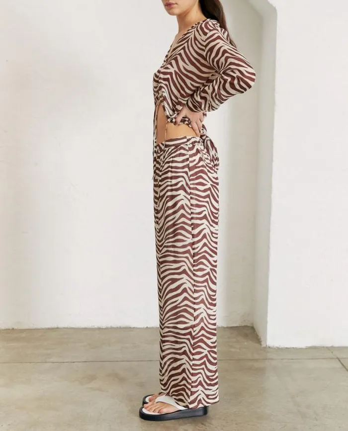 ALOHAS Pants Women Cliffhanger Safari 8211 Brown And White Pants