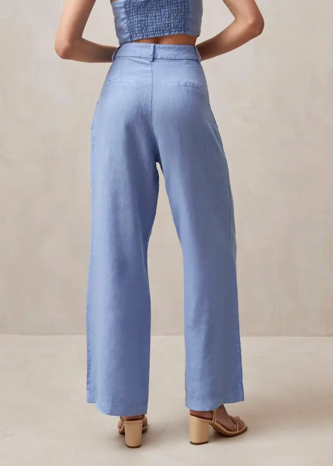 ALOHAS Pants Women Kaede 8211 Blue Linen Pants