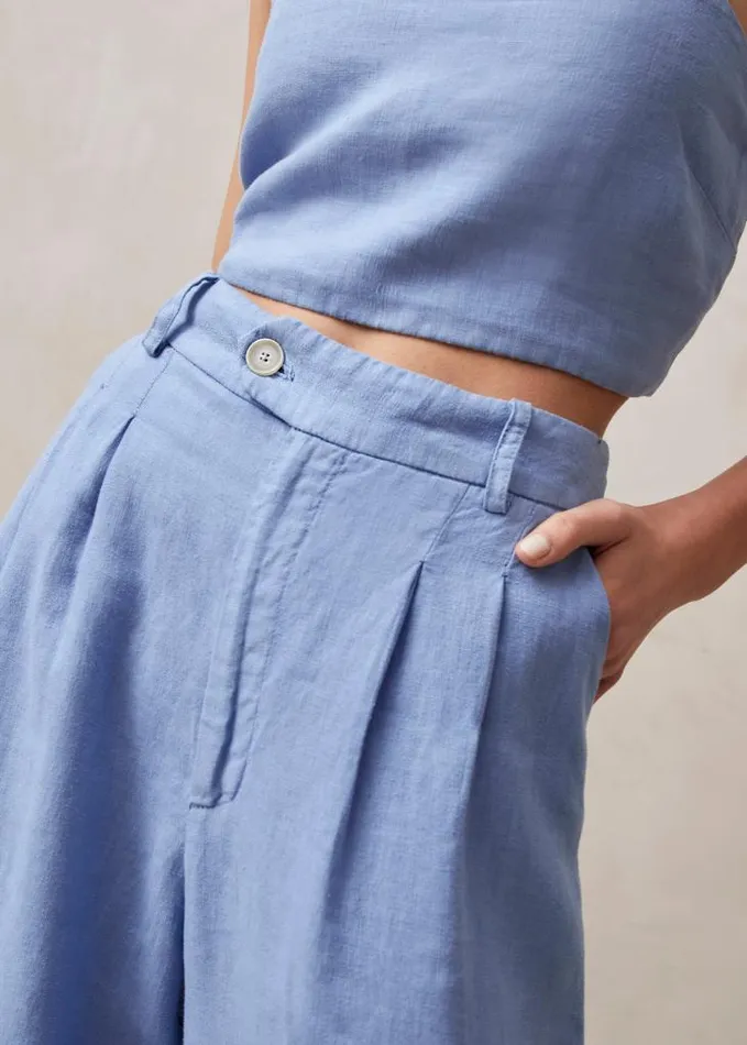 ALOHAS Pants Women Kaede 8211 Blue Linen Pants