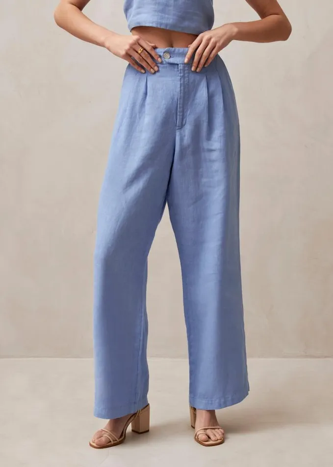 ALOHAS Pants Women Kaede 8211 Blue Linen Pants