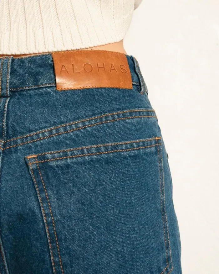ALOHAS Pants Women Monday 8211 Blue Cotton Jeans