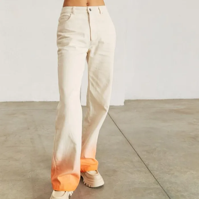 ALOHAS Pants Women Monday Degrad 8211 White And Orange Jeans