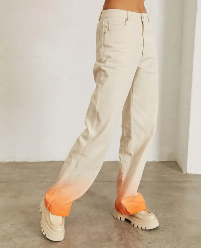 ALOHAS Pants Women Monday Degrad 8211 White And Orange Jeans
