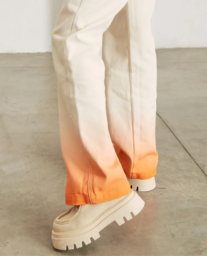 ALOHAS Pants Women Monday Degrad 8211 White And Orange Jeans