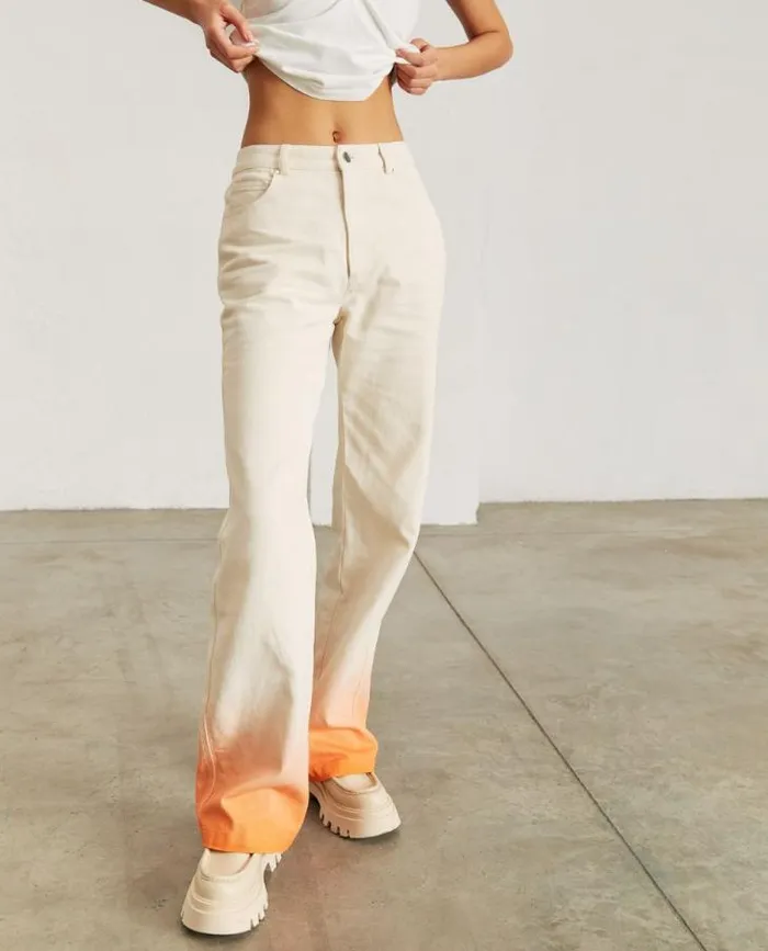 ALOHAS Pants Women Monday Degrad 8211 White And Orange Jeans