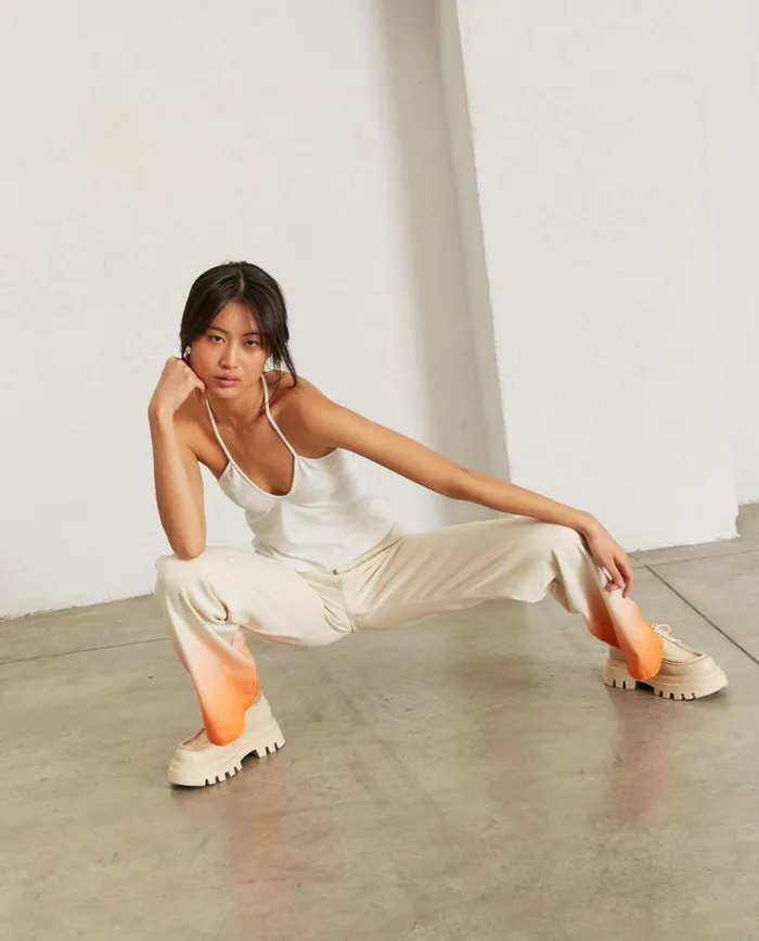 ALOHAS Pants Women Monday Degrad 8211 White And Orange Jeans