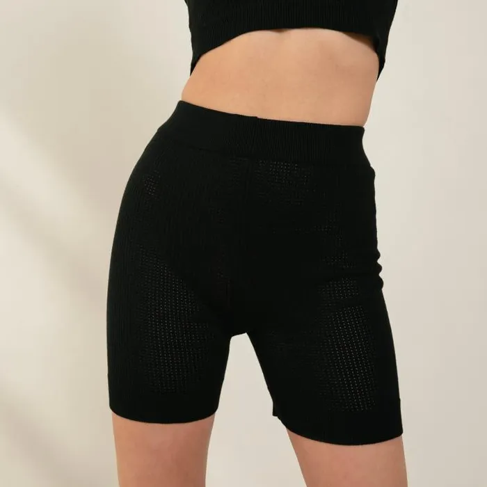 ALOHAS Pants Women Rookie 8211 Black Knit Shorts