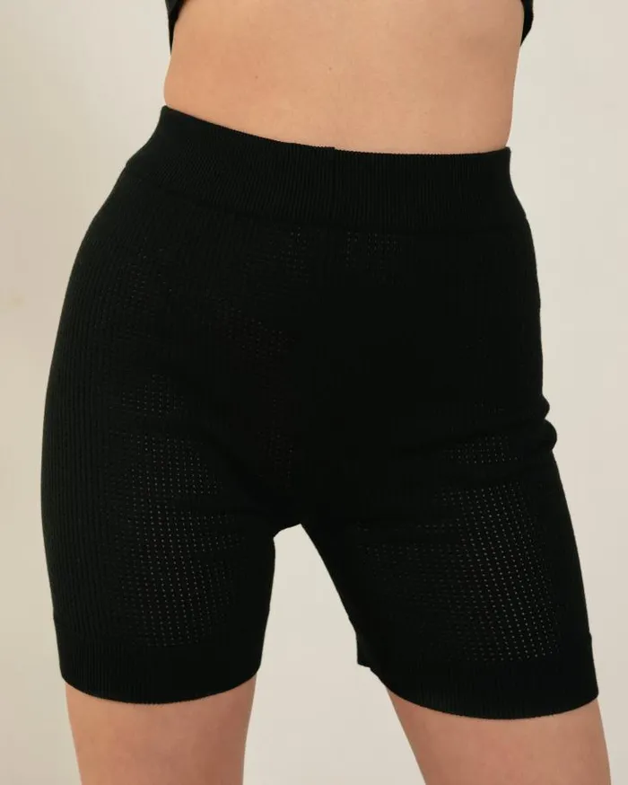 ALOHAS Pants Women Rookie 8211 Black Knit Shorts