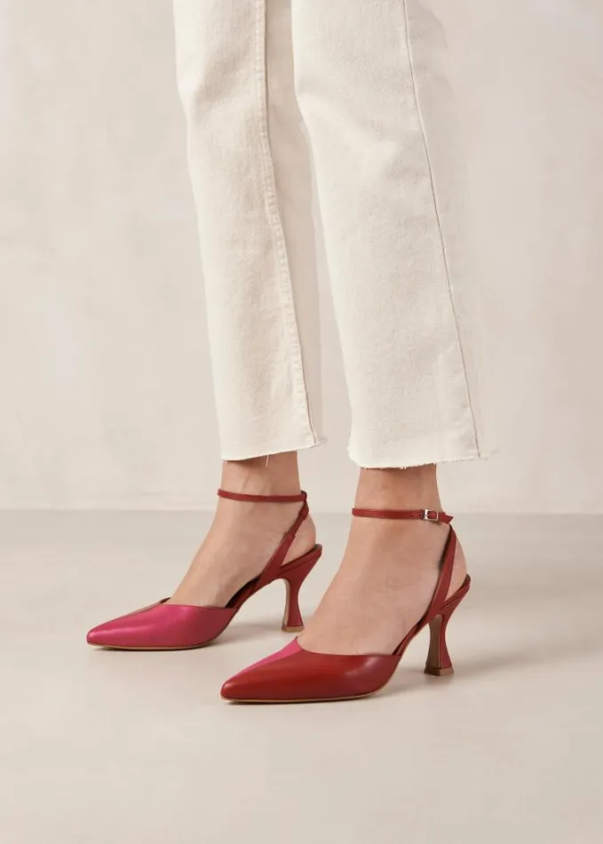 ALOHAS Pumps Women Cinderella 8211 Red And Pink Leather Pumps