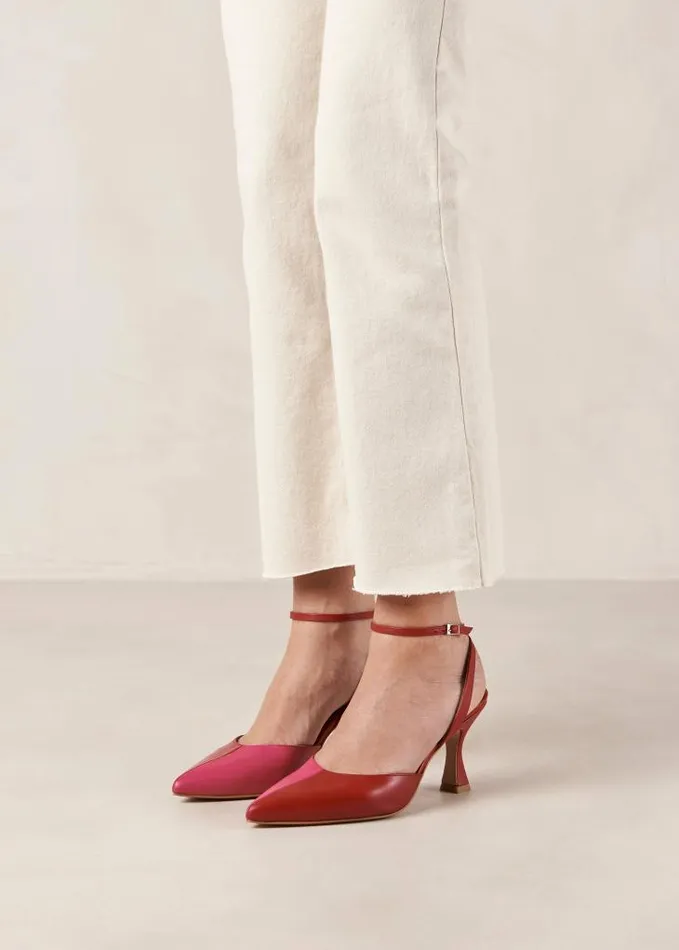 ALOHAS Pumps Women Cinderella 8211 Red And Pink Leather Pumps