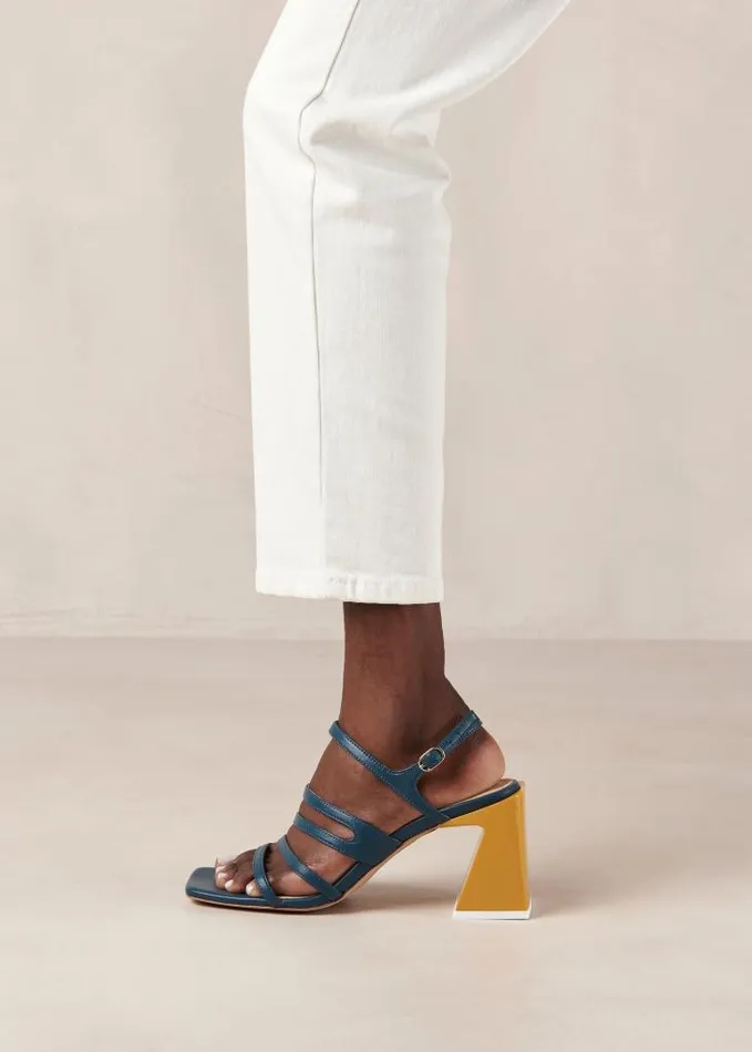 ALOHAS Sandals Women Aubrey 8211 Blue And Yellow Leather Sandals