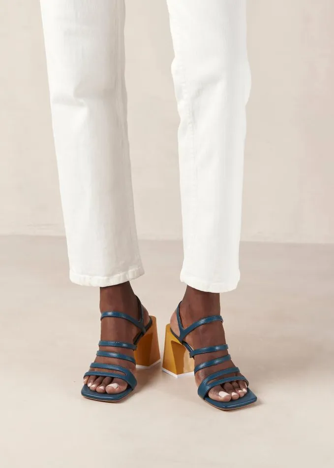 ALOHAS Sandals Women Aubrey 8211 Blue And Yellow Leather Sandals