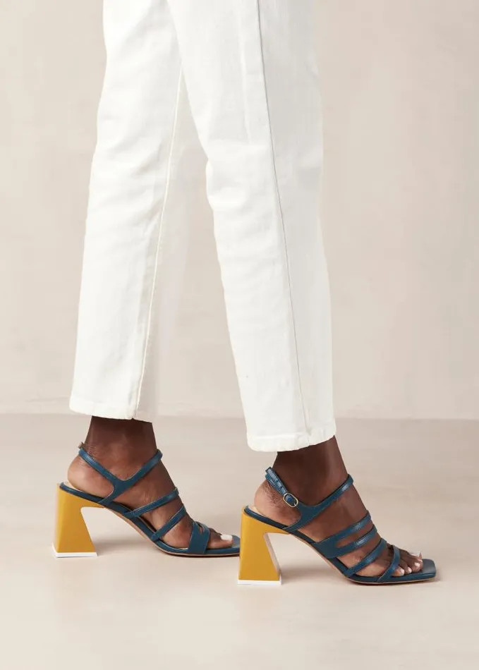 ALOHAS Sandals Women Aubrey 8211 Blue And Yellow Leather Sandals